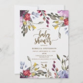 moderne boho wild flower baby shower - uitnodiging (Voorkant)