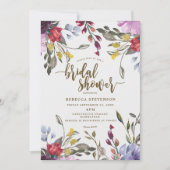 moderne boho wild flower bridal doucheuitnodiging kaart (Voorkant)