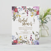 moderne boho wild flower bridal doucheuitnodiging kaart (Staand voorkant)