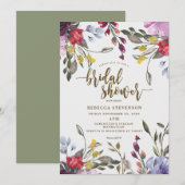 moderne boho wild flower bridal doucheuitnodiging kaart (Voorkant / Achterkant)