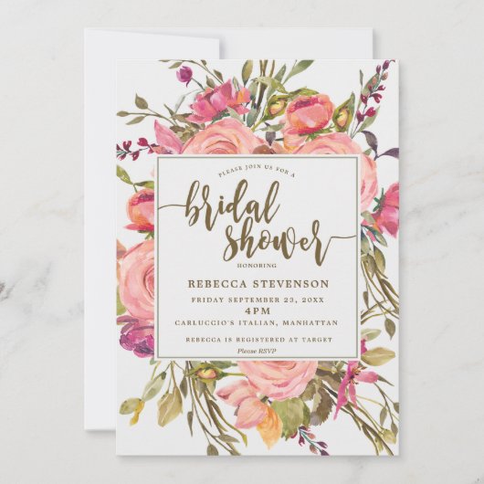 Moderne Boho Wild Flower Bruids Douche Uitnodiging (Voorkant)