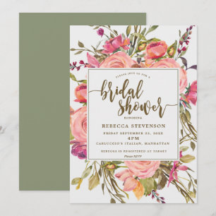 Moderne Boho Wild Flower Bruids Douche Uitnodiging