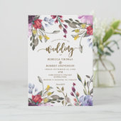 moderne boho wild flower bruiloft floral kaart (Staand voorkant)