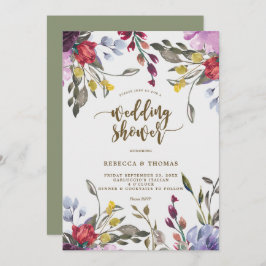 Moderne Boho Wild Flower Wedding Douche Uitnodigin Kaart