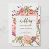 Moderne Boho Wild Flower Wedding Uitnodiging Grijs (Voorkant)