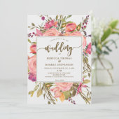 Moderne Boho Wild Flower Wedding Uitnodiging Grijs (Staand voorkant)