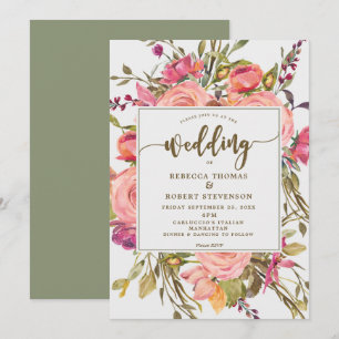 Moderne Boho Wild Flower Wedding Uitnodiging Grijs