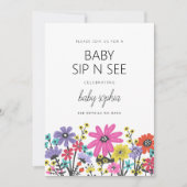 Moderne Boho Wildbloemen Baby Sip and See Kaart (Voorkant)