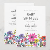 Moderne Boho Wildbloemen Baby Sip and See Kaart (Voorkant / Achterkant)
