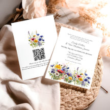 Moderne Boho Wilde Bloem QR Code Trouwen