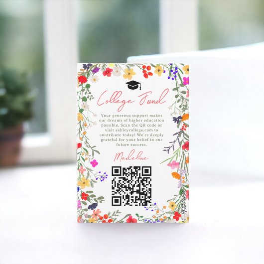 Moderne boho wilde bloemen afstuderen college fond informatiekaartje