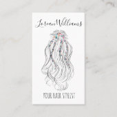 Moderne Boho Wilde Bloemen Bruidskapsel Stylist Bl Visitekaartje (Voorkant)