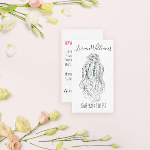 Moderne Boho Wilde Bloemen Bruidskapsel Stylist Bl Visitekaartje