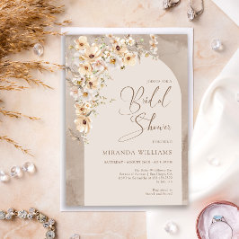 Moderne Boho Wilde Bloemen Crème Bloemige Bruids B Kaart