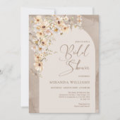 Moderne Boho Wilde Bloemen Crème Bloemige Bruids B Kaart (Voorkant)