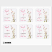 Moderne boho wilde bloemen dank je bruidsfeest vierkante sticker (Vel)
