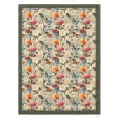 Moderne Boho wilde bloemen en vlinders Tafelkleed (Voorkant)
