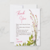 Moderne boho wilde bloemen script foto bruidsdouch bedankkaart (Voorkant)