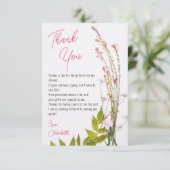 Moderne boho wilde bloemen script foto bruidsdouch bedankkaart (Staand voorkant)