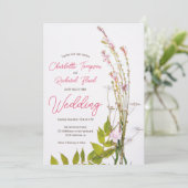 Moderne boho wilde bloemen script foto kaart (Staand voorkant)