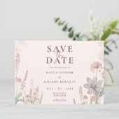 Moderne Boho Wilde Bloemen Trouw QR Save The Date (Staand voorkant)