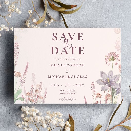 Moderne Boho Wilde Bloemen Trouw QR Save The Date