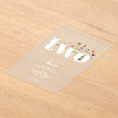 Moderne Boho Wildflower 2e Verjaardag Acryl Uitnodigingen (Laagn)