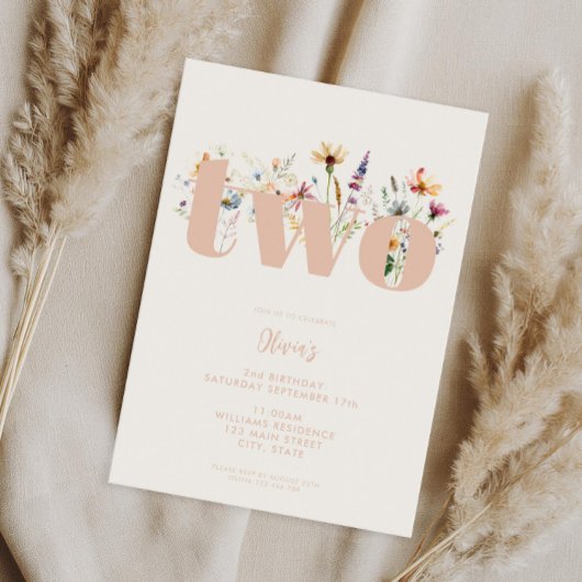 Moderne Boho Wildflower 2e Verjaardag Kaart