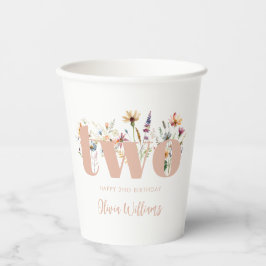 Moderne Boho Wildflower 2e Verjaardag Papieren Bekers