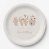 Moderne Boho Wildflower 2e Verjaardag Papieren Bordje (Voorkant)
