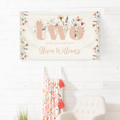 Moderne Boho Wildflower 2e Verjaardag Spandoek (Insitu)
