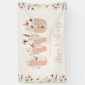 Moderne Boho Wildflower 2e Verjaardag Spandoek (Verticaal)