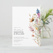 Moderne Boho Wildflower Bloemen Bruiloft Kaart (Staand voorkant)
