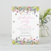 Moderne Boho Wildflower Bloemen Graduation Party Kaart (Staand voorkant)