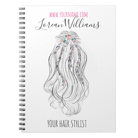Moderne Boho Wildflower Bruids Haar Stylist Bloeme Notitieboek (Voorkant)