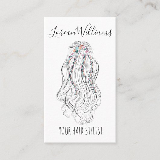 Moderne Boho Wildflower Bruids Haar Stylist Bloeme Visitekaartje (Voorkant)