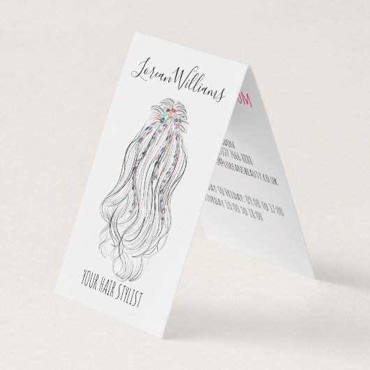 Moderne Boho Wildflower Bruids Haar Stylist Bloeme Visitekaartje (Voorkant)