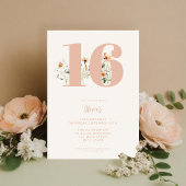 Moderne Boho Wildflower Elegant 16e verjaardag Kaart
