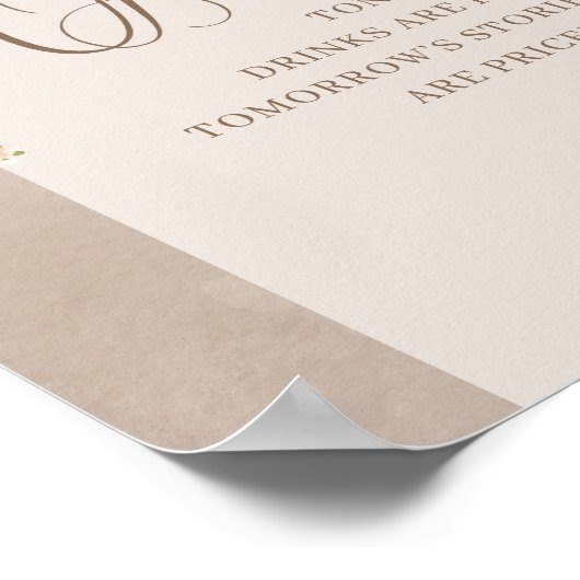 Moderne Boho Wildflower Ivory Arch Open Bar Poster (Hoek)