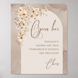 Moderne Boho Wildflower Ivory Arch Open Bar Poster