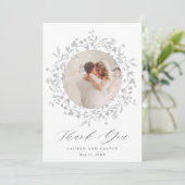 Moderne Boho Wildflower krans bruiloft 2 foto Bedankkaart (Staand voorkant)