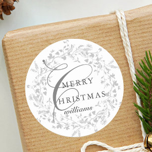 Moderne Boho Wildflower krans Kerstmis Ronde Sticker