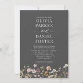 Moderne Boho Wildflower QR-code Fotobruiloft Kaart (Voorkant)