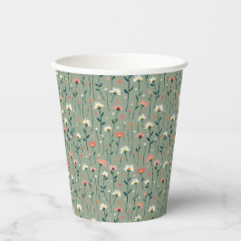 Moderne Boho Wildflower Sage Baby in Bloomdouche Papieren Bekers
