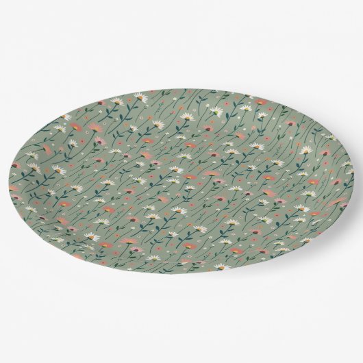 Moderne Boho Wildflower Sage Baby in Bloomdouche Papieren Bordje (Gekanteld)