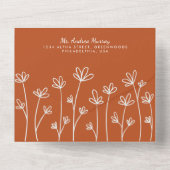 Moderne Boho Wildflower Terracotta Eerste Verjaard All In One Uitnodiging (Achterkant)