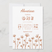 Moderne Boho Wildflower Terracotta Eerste Verjaard Kaart (Voorkant)