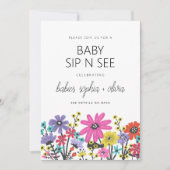 Moderne Boho Wildflower Twin Baby Sip en See Kaart (Voorkant)