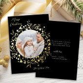 Moderne Boho Wildflower Vrolijk Kerstfeest Foto Go Folie Feestdagenkaart