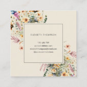 Moderne Boho Wildflower Waterverf Bloemen Vierkante Visitekaartje (Achterkant)